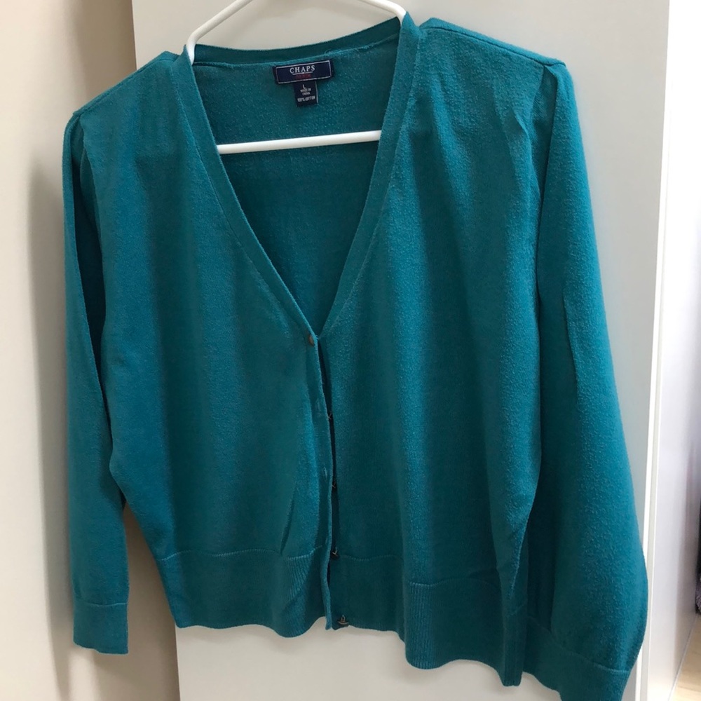 Teal green cropped cardigan